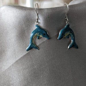 Sterling silver dolphin earrings